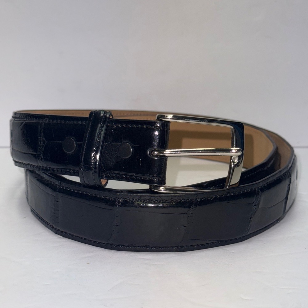 Genuine American Alligator Skin USA Real Leather Creations Belt Mens 42 Black